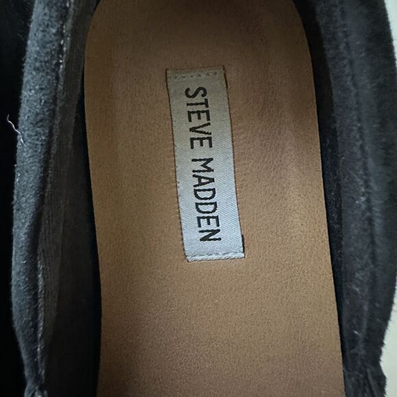 Steve Madden Womens Shoes Gills Casual Slip On Platform Loafer Black Suede 7M - Picture 3 of 8